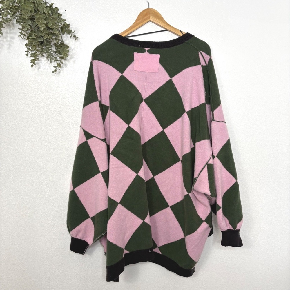 Free People Lavender and Forest Green Checker Knit Cardigan - Picture 9 of 11